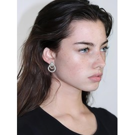 LILIE&WHITE Silver Circles Earrings for Women Silver Drop Dangle Earrings Statement Earrings Hypoallergenic Earrings Fashion Earrings Jewelry