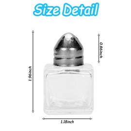 Voittozege 100 Pack Mini Salt and Pepper Shakers, 0.5 OZ Bulk Clear Glass Seasoning Jars Spice Shaker, Small Cube Glass Spice Shaker Container with Stainless Steel Lid for Kitchen Restaurant Supplies
