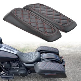 Saddlebag Lid Covers for Harley, Protective Saddle Bag Lid Bra Compatible with 2014-2023 Touring FL Models, for Road Glide Electra Glide Road King Street Glide and Tri Glide Models, Red Stitching