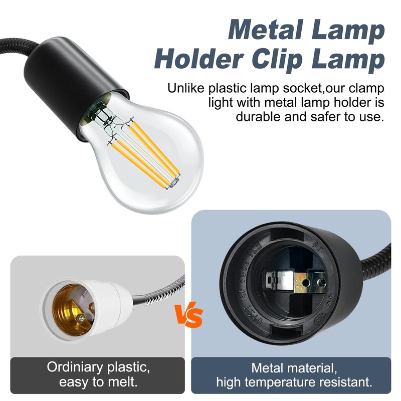 E26/E27 Clip-On Bulb Holder With 7.2Ft Switch Cable - Flexible