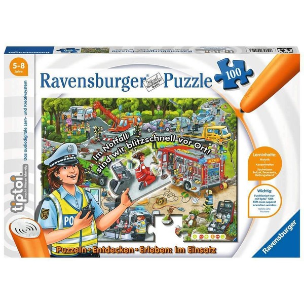 Ravensburger tiptoi 00554 Puzzeln, Entdecken, Erleben: Im Einsatz , für Kinder von 5-8 Jahren, Hilf Polizei, Feuerwehr und Rettungsdienst am Einsatzort