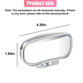 GAOLAOSY 2PCS Car Blind Spot Mirrors, 360° Rotatable HD Glass Rear View Mirror, Wide Angle Convex Rearview Mirrors with Adhesive, Auto Exterior Auxiliary Mirror for SUV Car Truck (Silver)