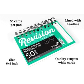 Luxpad A6 Wirebound Revision & Presentation Cards - White. 50 Lined Cards Per Pad (6x4")