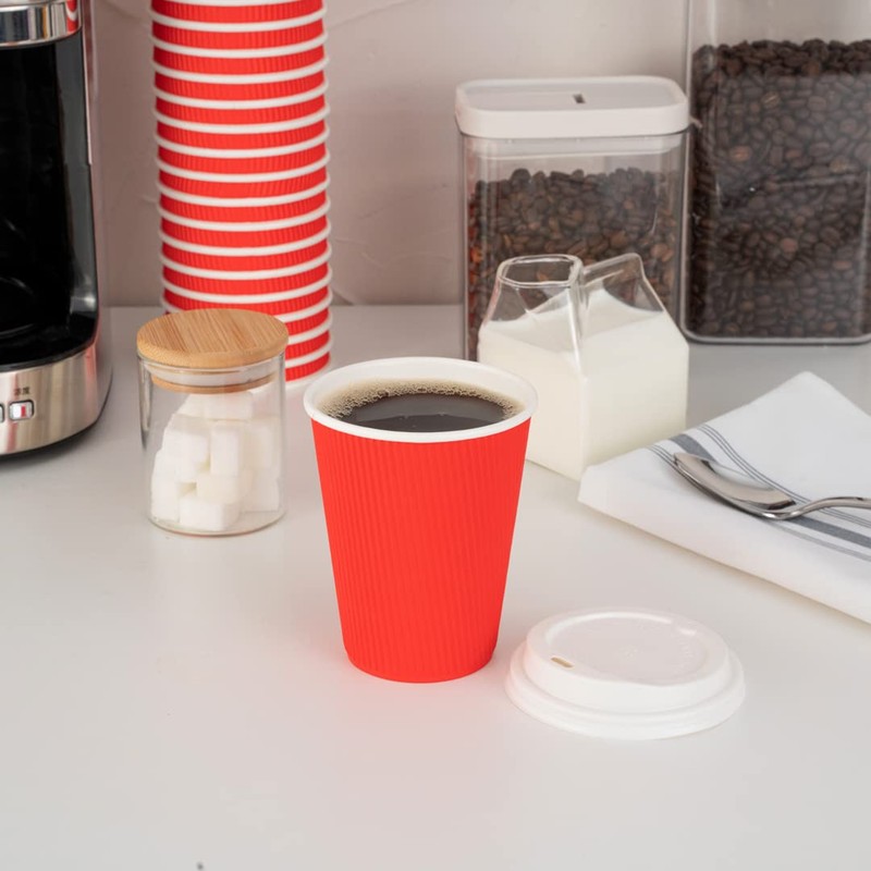 Restaurantware 12 Ounce Disposable Coffee Cups 25 Ripple Wall Hot