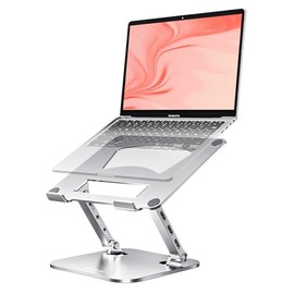 Premium Laptop Stand for Desk – 2.5mm Heavy-Duty Aerospace Aluminum Ergonomic Riser, Adjustable Height & Angle, Sturdy Yet Lightweight, Fits 10-17.3 Inch MacBook Pro/Air, Dell XPS, HP ,Silver.
