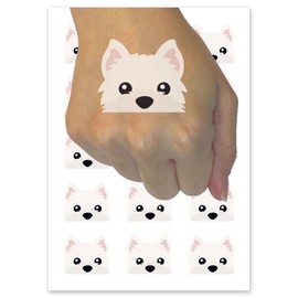 Peeking Westie West Highland Terrier Dog Temporary Tattoo Water Resistant Fake Body Art Set Collection - 54 1" Tattoos (1 Sheet)