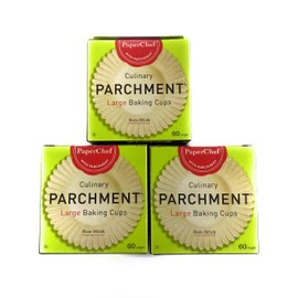 Parchment Paper Baking Cups Large Cupcake Liners Natural Culinary Non-Stick Biodegradable 3-Pack