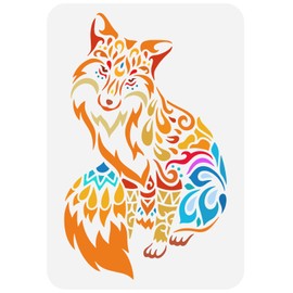 FINGERINSPIRE Fox Stencil 21x29.7cm Reusable Mandala Fox Painting Template DIY Craft Sitting Fox Drawing Stencil Animal Theme Stencil for Painting on Wood, Floor, Wall and Furniture