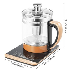 1.8L Glass Electric Tea Kettle w/Tea Strainer and Egg Steamer, 800W Electric Pot with 18 Smart Menu, Coffee and Boiling Water, 24 H Keep Warm meet 2-3 people, For Coffee Soup Fondue