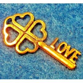 Tibetan 20Pcs. Tibetan Antique Gold "LOVE" KEY  Heart Charms Pendants Ear Drops LK57