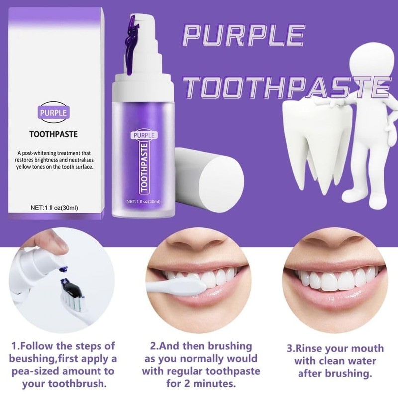 Purple Toothpaste, Purple Toothpaste, White Teeth, Purple Teeth Whitening Toothpaste,