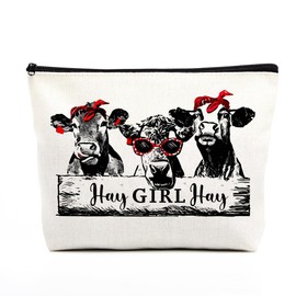 fkovcdy Western Makeup Bag Cow Print Stuff Cow Gifts Western Accessories for Women Birthday Graduation Christmas Cow Western Stuff for Female Her Daughter Coworker Sister Cow Lovers Travel Organizer