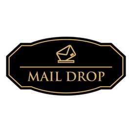 Signs ByLITA Victorian Mail Drop Durable Plastic | Easy Installation | Elegant Design Sign (Black Gold) - Medium