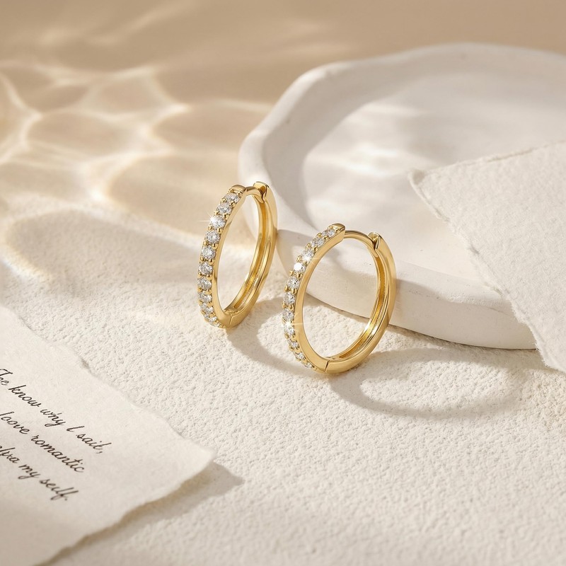 BEAUSPA Gold Hoop Earrings 14K Gold Hoop Earrings for Women