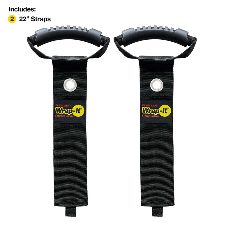 Easy-Carry Wrap-It Storage Straps - 22” (2-Pack) Black – with
