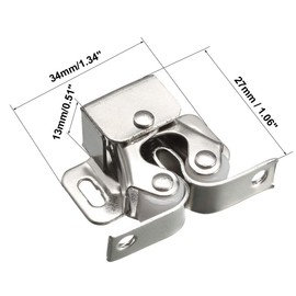 sourcing map Cabinet Door Double Roller Catch Ball Latch with Prong Hardware, Silver 5pcs