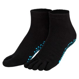 Piarini 1 Pair of Short Toe Socks - ABS Cotton Socks - Socks for Yoga Dance Pilates Fitness - Black Grey Pink White 35-38 39-42, black