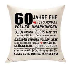 Hasodeo 60th Anniversary Gift For Him Her Pillowcase Diamond Wedding Gift Best Wedding Anniversary Gift 60th Anniversary Gift For Couples Men Women Man Woman (60th)