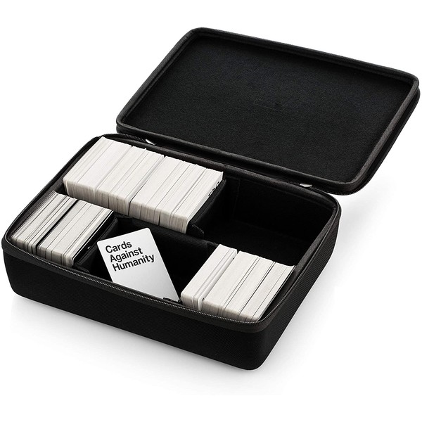 Card Game Case. Fits Cards Against Humanity Card Game. Fits up to 1650 Cards. Includes 6 Moveable Dividers.