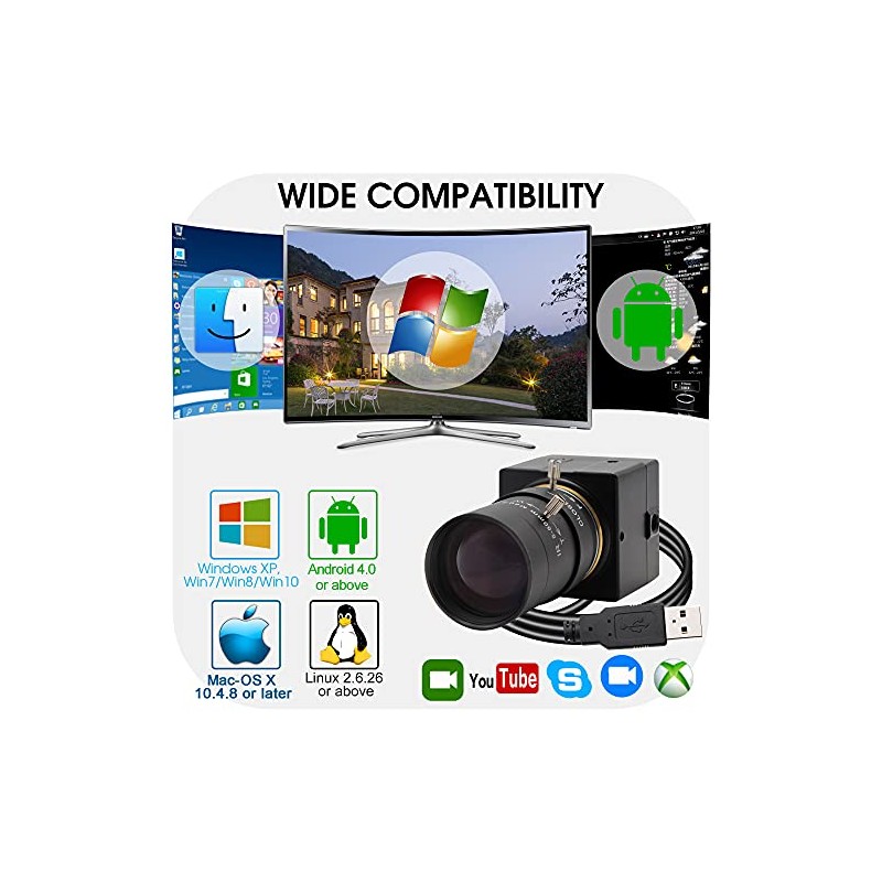 SVPRO Teleobjetivo cámara web compatible con Mac, cámara USB de