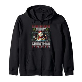 Maltese Christmas Tree Lights Decorations Dog Lover Xmas Hooded Jacket, black