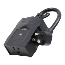 UltraPro Outdoor Outlet Timer - Dusk-to-Dawn Sensor, Single Outlet Light Automation, Weather-Resistant, Seasonal Landscape Timer, Black, 1 Pack