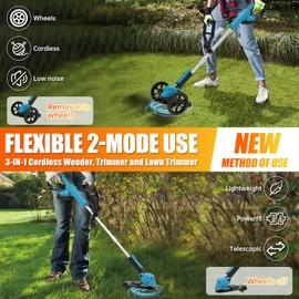 Electric Weed Wacker Cordless Grass Trimmer Battery Powered