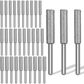 Jiozermi 30 Pcs 1/8" Chainsaw Sharpening Stones Diamond Chainsaw Sharpener Chainsaw Grinding Stone File Silver Chainsaw Accessories for Electric Diamond Sharpening Wheel(5/32'', 3/16'', 7/32'')