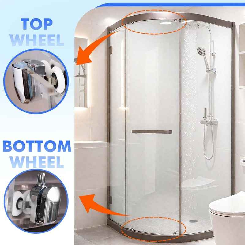 4Pcs Shower Door Rollers, 23mm Shower Rollers for Curved Doors,