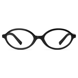 Junsika Fashionable Blue Light Glasses for Women Retro Oval Glasses Frame Small Face Nerd Glasses, black