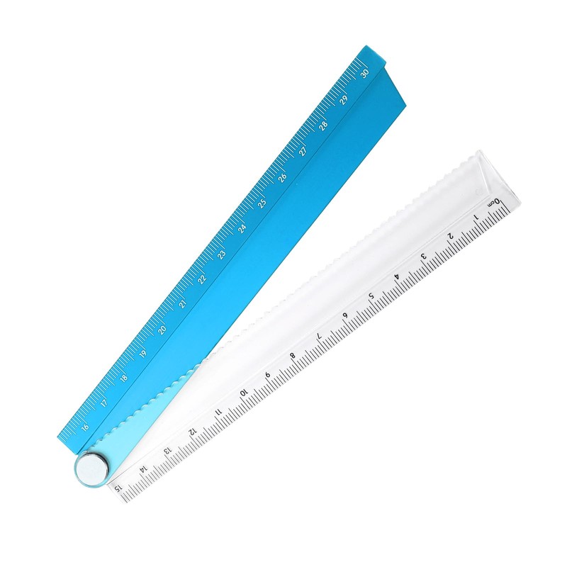HARFINGTON Folding Straight Ruler 30cm Metric Aluminum Alloy Protractor Foldable