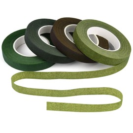 KUUQA 4 Rolls 1/2" Wide Floral Tapes for Bouquet Stem Wrapping and Floral Crafts,Wedding Bouquet,Dark Green,Light Green,Grass Green,Dark Brown