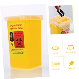 Ipetboom 1PC Razor Blade Recycling Storage Container for Barbershop Salon Use Lightweight Material Lid Convenient Safe Disposal Yellow Pattern