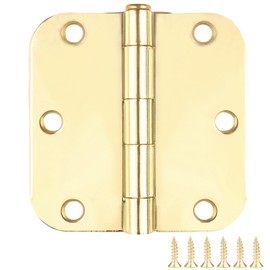 Primero Basics Interior Door Hinges Polished Brass - 18 Pack Door Hinges 3.5 Inch x 3.5 Inch with 5/8" Radius Corners Durable Gold Door Hinges 3 1/2 Inch Hinge Set for Door Hardware