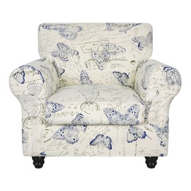 SearchI Stretch Sofa Cover Printed Couch Covers, Floral Pattern 2 Piece Armchair Slipcover with Separate Chair Cushion Cover, Washable Furniture Protector for Living Room(Chair, Butterfly Pattern)
