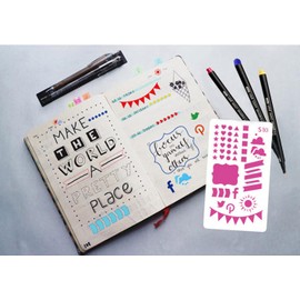Leisofter Stencils Stencils Drawing Set, 24 Pieces Plastic Reusable Drawing Stencils Templates Planner Stencils for Diary, Scrapbook, DIY Gift Cards, Photo Album