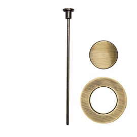 PF WaterWorks PopUp Drain Trim Kit (Stopper Cap, Flange, Pull Rod) for EasyPOPUP, SinkSTRAIN, ClogFREE, FlexPOPUP Drain; Antique Brass; PF0778