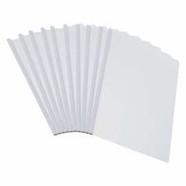 PATIKIL Clear Report Covers with Sliding Bar, 10 Pcs 8mm Slide-Grip Resume Covers 50 Sheets Capacity, A4 Presentation Folders for File, Resume, White