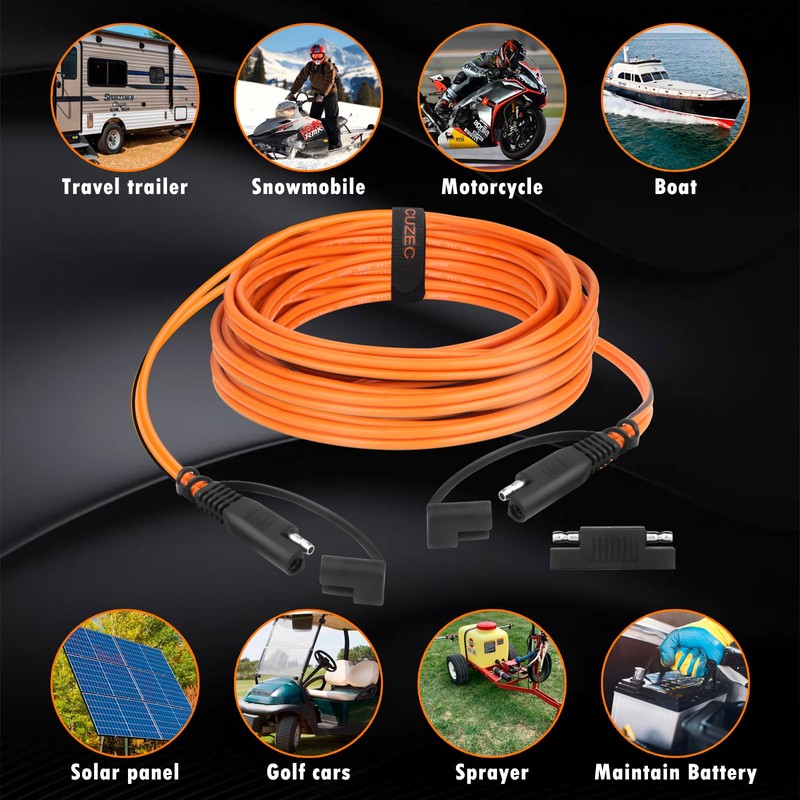 CUZEC SAE Extension Cable, 12AWG Quick Disconnect Connector, Heavy Duty