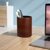 Fosinz Pen Pencil Holder Cup Container PU Leather Desk Organizer