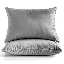 Waterproof Pillow Protectors with Zipper, Super Soft Velvet Pillowcases, Camping & Toddler Size Covers 2 Pack 13x19 inches