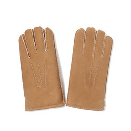 YISEVEN Men's Merino Rugged Shearling Sheepskin Leather Gloves Lambskin Short Cuff Thick Fur Warm Wool Lined for Winter Cold Weather Dress Driving Work Gifts, Light Camel Size Medium