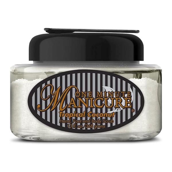 One Minute Manicure – Moisturizing Salt Scrub – 13 oz – Professionally Formulated To Exfoliate, Recondition & Moisturize Skin – Enhanced With Botanical Oils & Natural Sea Salts (Tropical Coconut)