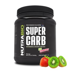 NutraBio Super Carb - Suplemento de Carbohidratos Complejos en Polvo - 25 gr de Dextrina en Racimo por Servicio - Electrolitos para Mejorar el Rendimiento - 840 gr - Kiwi Fresa 30 Porciones