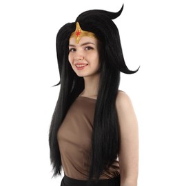 Wigs2you Adult Women Wig H-5784 Anime Cartoon Action Heroine Long Black Wig with Headpiece and Whip