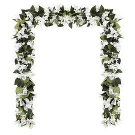 Paquete de 4 guirnaldas de flores artificiales de buganvilia de 2.2 m, hechas de seda sintética, buganvilias falsas para decoración de arco de boda, mesa, hogar, jardín, pared (blancas)