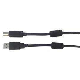 MULTICOMP MC002467 USB Cable, with Ferrite Beads, USB Type A Plug, USB Type B Plug, 2 m, 6.6 ft, USB 2.0, Black