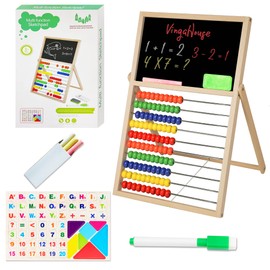 VingaHouse Primary School Abacus Calculator, Children for Counting and Calculation, 100 Beads with Chalkboard & Whiteboard with Magnetic Sticker, Abacus Toy for Children from 3 Years