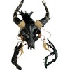 All Black Ram Skull Masquerade Mask Head Band Mask, Orange,
