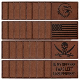 TACVEL 30Pcs 3 x 2 Inches Blank Leatherette Hat Patch with Adhesive, Iron-on Heat Press Faux Leather Patches for Hats Custom Fabric Repair Sew Laser Supplies (R Brown)